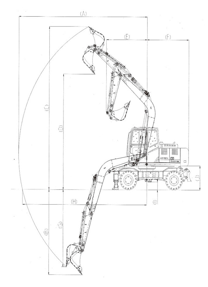 ga黄金甲体育DLS100-9A 9.7吨轮式液压挖掘机工作参数