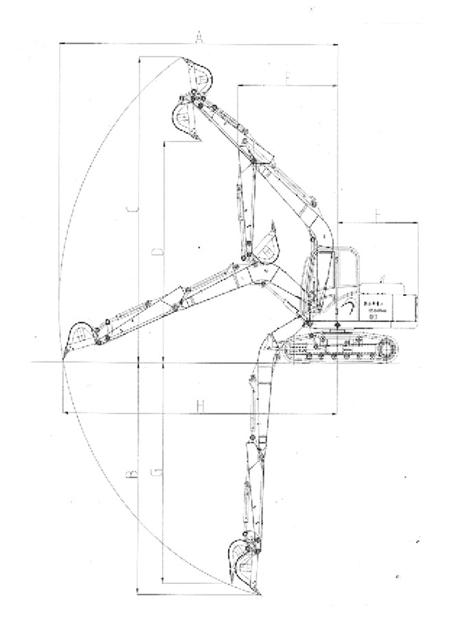 ga黄金甲体育DLS880-9B 7吨履带式液压挖掘机工作范围